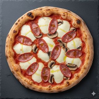 Salamino piccante e funghi champignon