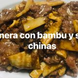 Ternera con bambú y setas chinas 