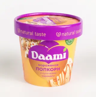 Мороженое премиум DAAMI "Попкорн с кусочками карамели" (0,090 кг)