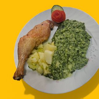 Pileći batak i karabatak i spanać sa krompirom