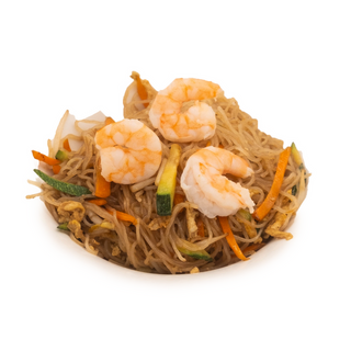 Spaghetti di riso con gamberi