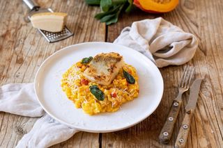 Filet z sandacza / szafranowe risotto 