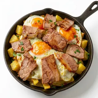 Ración De Huevos Rotos Con Lomo