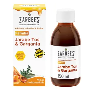 Zarbee'S Jarabe Tos Y Garganta, Trata Cualquier Tipo De Tos Y Calma Y Protege La Garganta Irritada, Para Toda La Familia Elaborado Con Miel, 150Ml