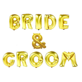 Set Baloane Litere Bride & Groom Auriu