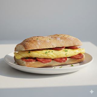 Bocadillo De Tortilla Francesa Con Chorizo