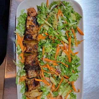 Chicken gril steak with potatoes and coke