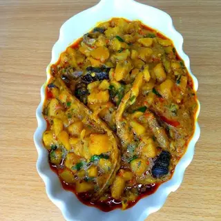.Assorted Porridge yam with dry fish