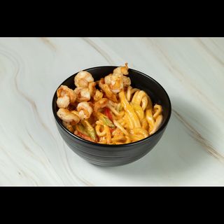 ლაფშა ნაღებით და კრევეტით