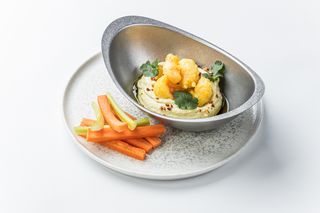 Аво-хумус з попкорном з креветок   