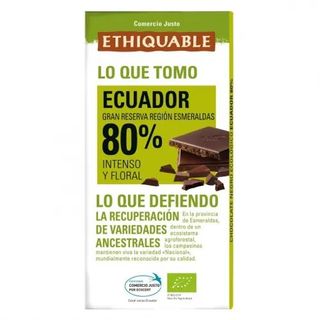 Chocolate Negro 80% Ecológico Ethiquable 100 Gr.