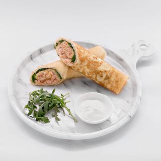 Блины с обжаренной семгой