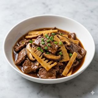 85A.Manzo con bambù e funghi