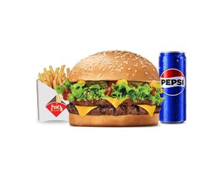 Veliki Single Burger+ srednji pomfrit + pepsi limenka