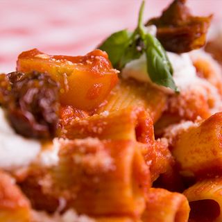 Pasta Corta con Sugo ai Pomodorini e Ricotta Forte