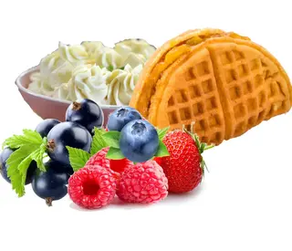 Waffles cu Mascarpone si fructe de padure