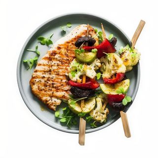 Pit Pollastre Parrilla, Amanida, Verdures