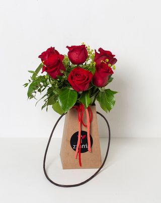 Little Bag Six Red Roses