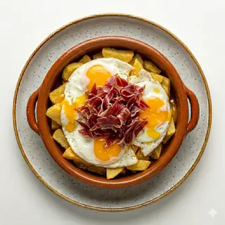 Huevos Rotos Con Jamón (Ración)