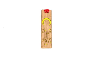 Semn de carte din lemn cu luna si stele