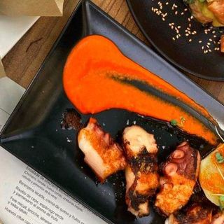 grilled octopus, confit potatoes and piquillo pepper cream