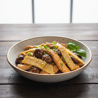 Pui cu bambus si ciuperci