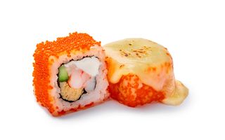 Тёплый ролл креветка с моцареллой (6 шт.)