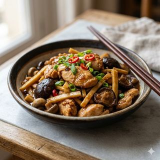 Pollo Con Bambu Y Setas Chinas