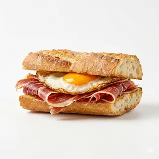 Bocata Entero De Huevo Frito Y Jamón