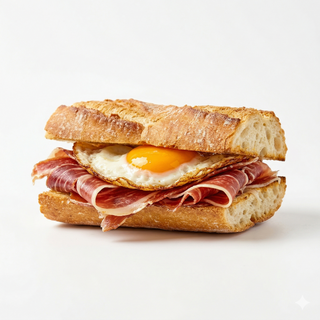 Bocata Entero De Huevo Frito Y Jamón