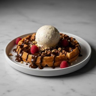 Gofre Con Chocolate Y Helado