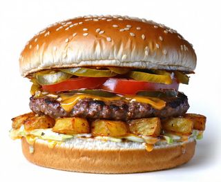 Hamburger di manzo con patate fritte