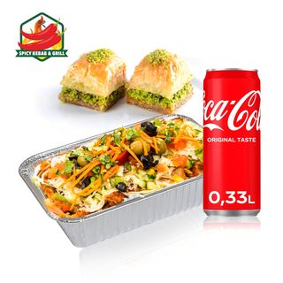 Zestaw Kapsalon Holland Box + Coca-Cola 330ml + Baklawa (2 szt.)