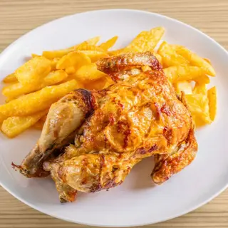 1 Pollo Con Patatas Fritas + Pan + Salsa + Bebida (1.5 Lt.)