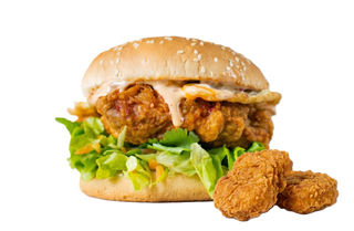 Menu Hambúrguer de Frango Pequeno + Asas ou Nuggets de Frango