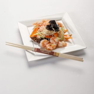 Gamberi con misto di verdure