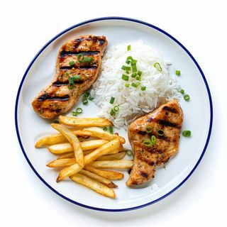 Pechuga A La Plancha Con Arroz Y Patatas