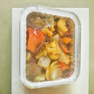 198a,gamberi in salsa pepe nero