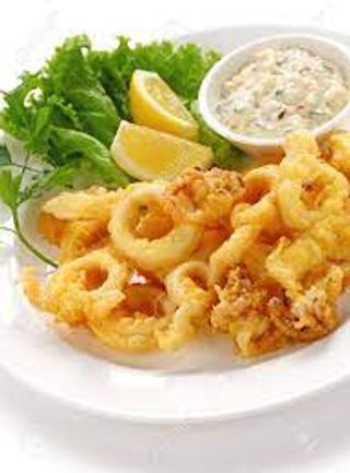 Calamari Fritters - Battered Calamari rings served with Tar Tar sauce