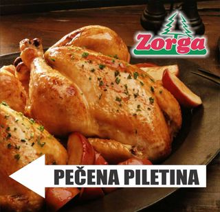 Pečena piletina porcija 1kg - 1.2 kg, + prilog pomfrit