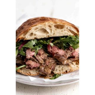 Grilled steak club sandwich
