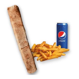 Rollo Kebab Amerykańskie (mega), frytki, Pepsi 0.33l