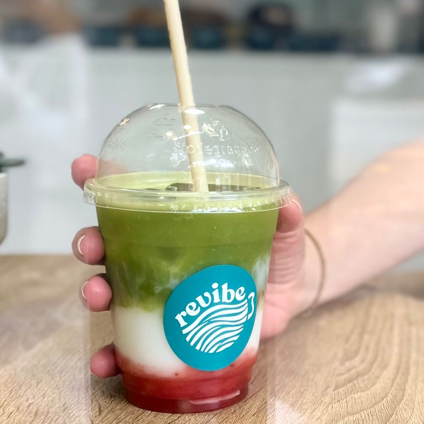 Iced matcha con fresa