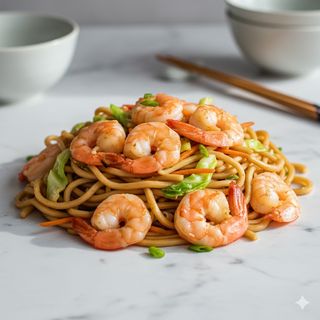 Tallarines Fritos Con Gambas