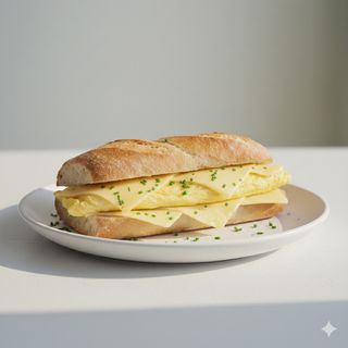 Bocadillo De Tortilla Francesa Con Queso