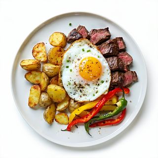 P-2 Ternera, patatas y huevo frito