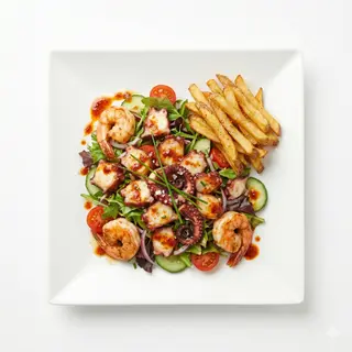 Ensalada Templada De Pulpo Y Langostino