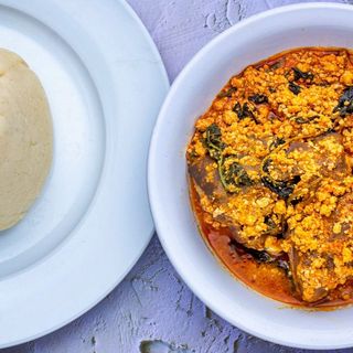 1 plate of Egusi soup with swallow and Protein