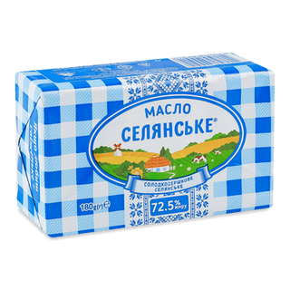 Масло «Селянське» солодковершкове селянське 72,5% (180г)