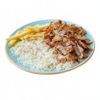 Menú plato kebab con arroz